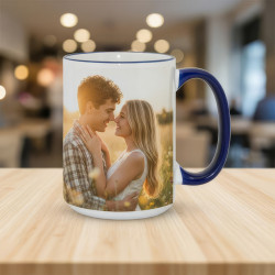 Extra velký 0,5l hrnek s vlastní fotkou | modré ucho